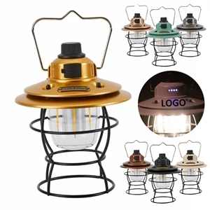 Custom Logo Retro Outdoor Camping Light & Picnic Lantern with Power Bank