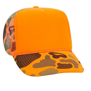 Otto 5-Panel High Crown Foam Trucker - Neon Camo