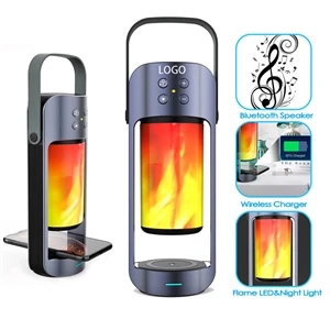 Bluetooth Speaker Flame Lamp With Wireless Charger