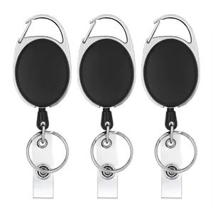 Retractable Badge Holder with Carabiner Reel Clip/Key Ring