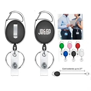 Retractable ID Card Badge Holders with Carabiner Reel Clip