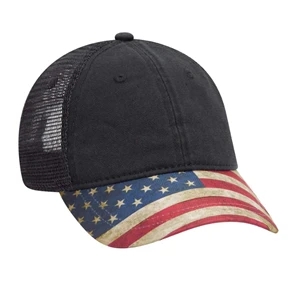 Otto 6 Panel Low Pro Mesh Back Trucker Cap, USA, America