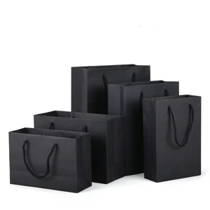 Durable Black Matte Shopping Gift Paper Bag