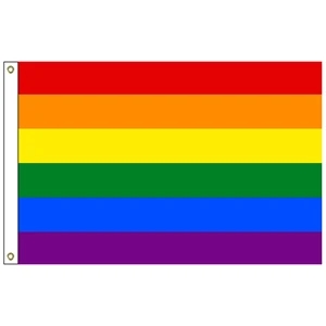 Rainbow 16" x 24" Nylon Outdoor Flag with Heading / Grommets