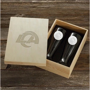 Staten 2-Piece Pilsner Set in Engraved Pine Box