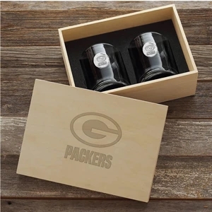 Staten 2-Piece Rocks Glass Set in Engraved Pine Box