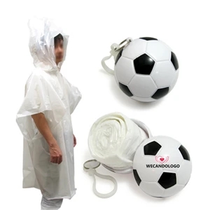 Soccer Shaped Disposable Poncho Keychain