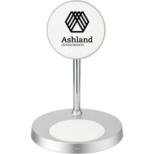 Custom MagClick™ Dual Fast Wireless Charging Stand w/Base