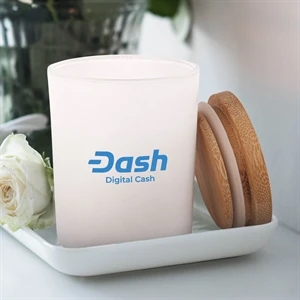 Vanilla-Scented Soy Wax Candle in Glass Jar w/Bamboo Lid (La