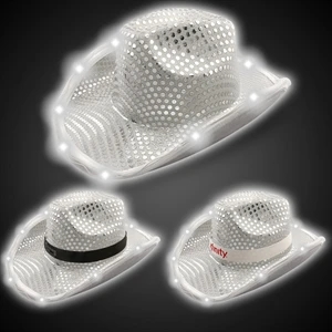 Silver LED Sequin Cowboy Hat