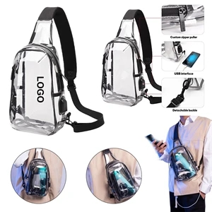 PVC Waterproof Crossbody Bag W ith USB Charging