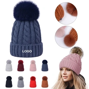 Women Winter Beanie Hat With Pom Pom