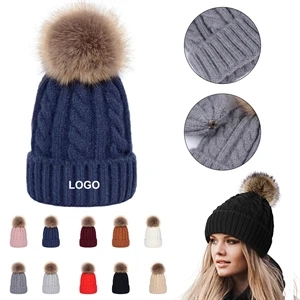 Pom Pom Skull Cap Women Beanies