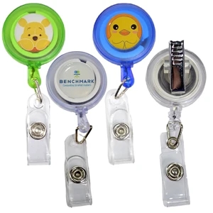 Transparent bulldog clip round Badge Reel