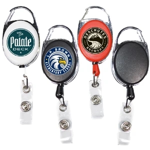 Both Side Plain Oval Carabiner Retractable Badge Reel