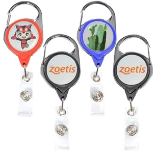 No-twist Carabiner Badge Reel w/ Belt Clip