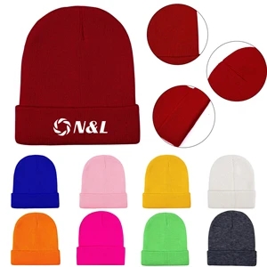 Knit Beanie Cap With Cuff
