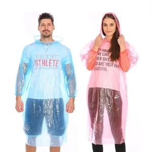Disposable Rain Poncho With Elastc Cuff