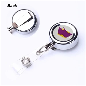 Zinc Alloy Concave Round Badge Reel Holder w/ Belt clip