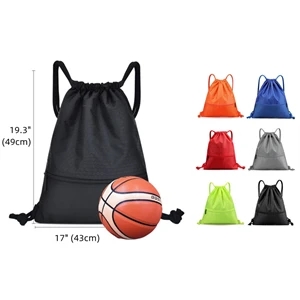 Drawstring Backpack With Zip Pockets -L