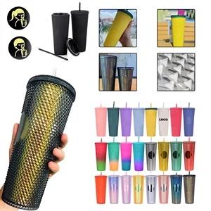 Double Walled Cups 24Oz Fully Studded Tumbler With Lid