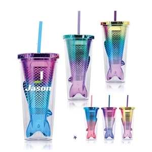 Double-layer Plastic Mermaid Mug