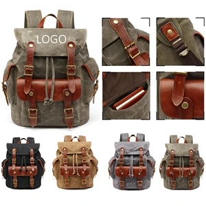 Canvas Leather Travel Backpack