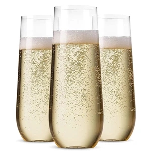 9 oz Clear Disposable Stemless Champagne Flutes glasses