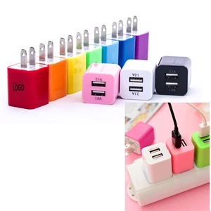 2 Dual USB Port Phone Plug Wall Charger Adapter with Custom