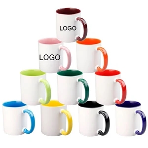 11oz Classic Ceramic Coffee Mugs With Colors Inside