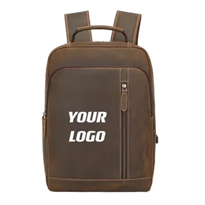 Custom 15 Inch Laptop Backpack Genuine Leather