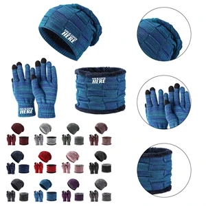 Women Beanie Scarf Gloves Winter Warm Set