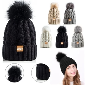 Womens Oversized Ribbed Beanie Cap