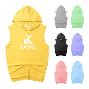 Men T Shirt Sleeveless Hoodie Vest