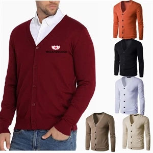 Men's V-Neck Button Cardigan Sweater