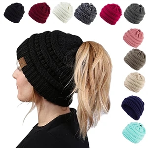 High Bun Ponytail Beanie Hat