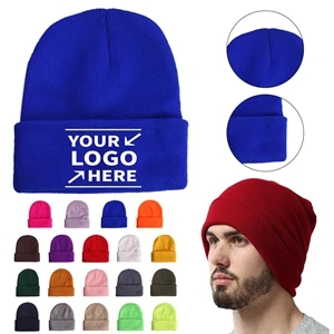 Knit Beanie Hat With Cuff
