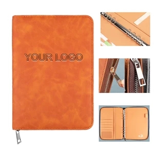 A5 PU Leather Zipper Loose-leaf Notebook