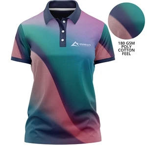Women's 180 GSM Jersey Knit Cotton Feel Polo T-Shirt