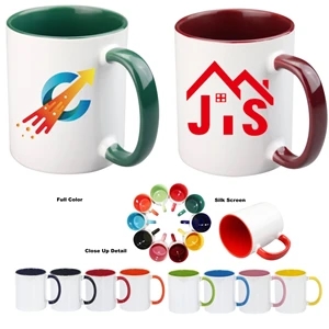 12 OZ Ceramic Sublimation Mug With Inner Color And Handle