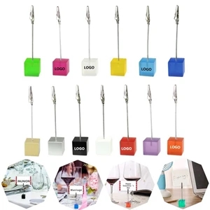 Memo Card Note Holder Cube base Stand with Alligator Clip fo