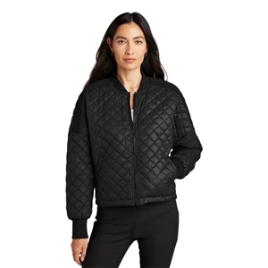 Custom Logo Women's Quilted Bomber Jacket