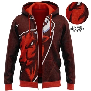 Unisex 310 GSM Fleece Sublimation Full Zip Hoodie w/ Pocket