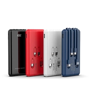 Custom Logo 10000 mAh Power Bank With 4 Cables