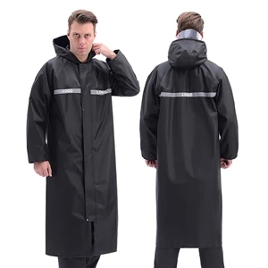 Custom Logo Reusable Reflective Adult Long Raincoat