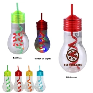 Party Favors Juice Bottle Clear Light Bulb Cup with Straw