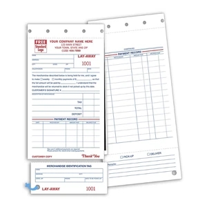 Layaway Forms with Claim Check - Retail Sales