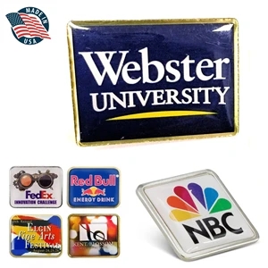 1.25" x 1" Rectangle Graphic Pin - Made In USA