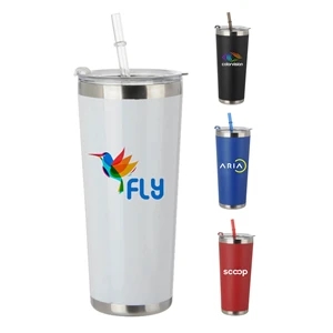 20 oz. Stainless Steel Tumbler with Straw