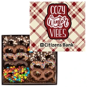 New Year Premier Chocolate Pretzel Gift Box w/Full Color Lid